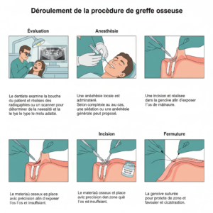 Étapes de la greffe osseuse dentaire