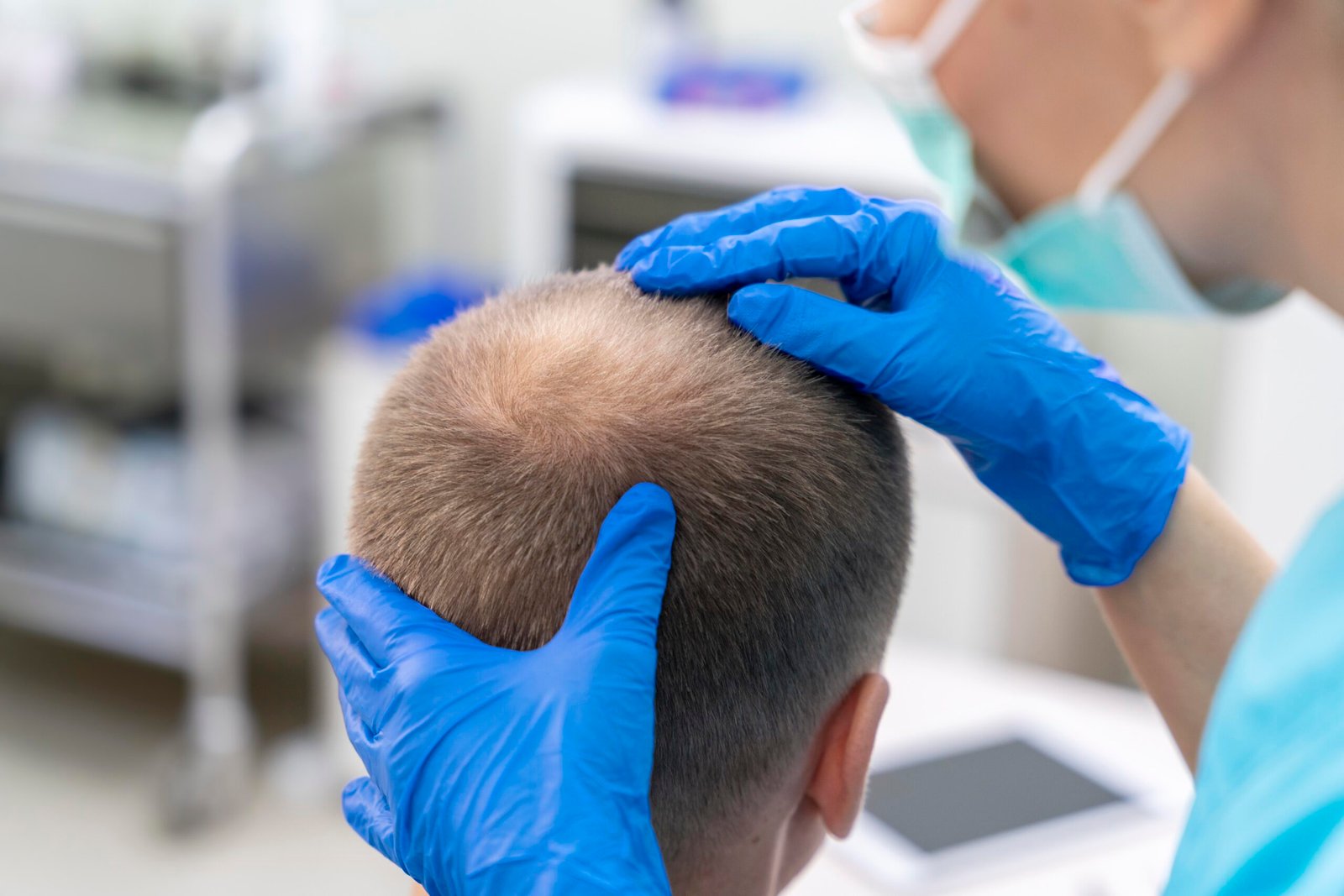 patient détendu pendant la greffe de cheveux