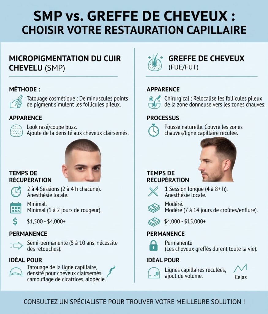 SMP ou greffe de cheveux les principales différences