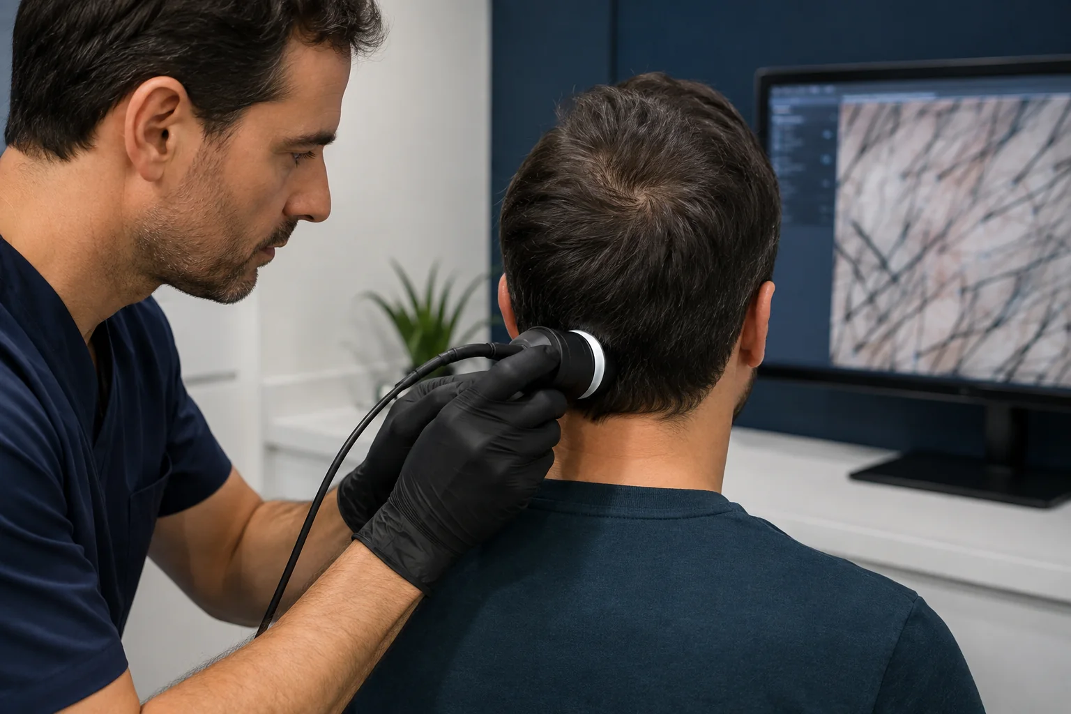 Évaluation de la zone donneuse avant une greffe Unshaven FUE